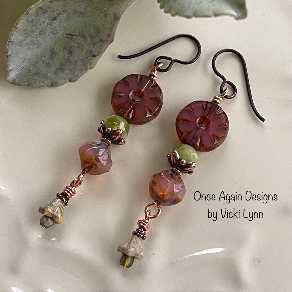 ARTISAN Earrings - “Mauvelous” Dangles - Picture 1 of 10
